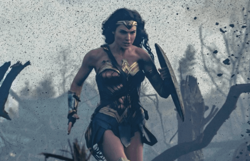 wonder woman from the recent film running in through a warzone